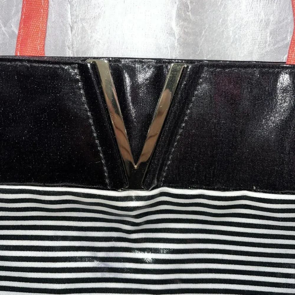 Victoria's Secret Black & White Striped PVC Tote Bag